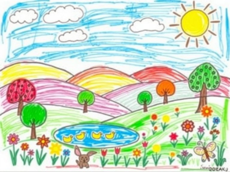 نقاشی طبیعت کودکانه