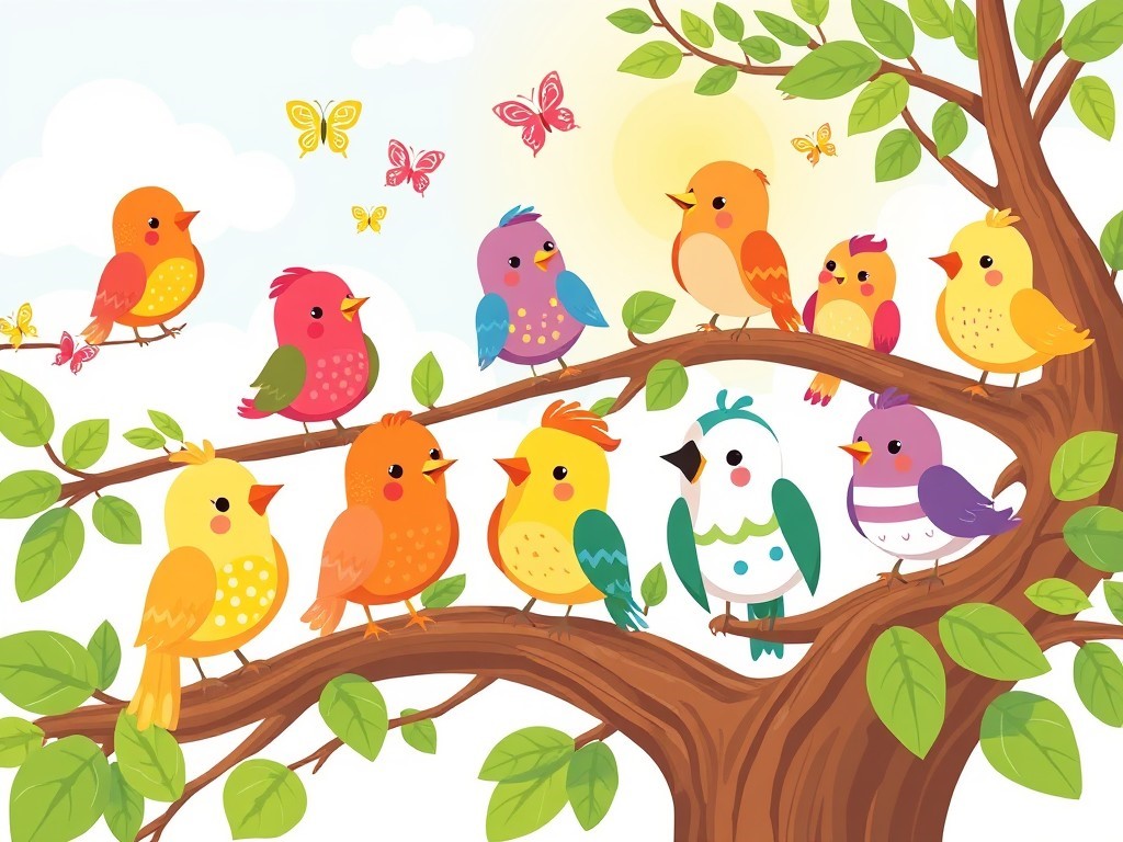 نقاشی پرندگان رنگارنگ