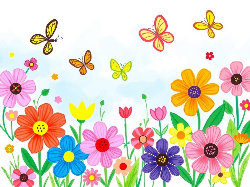  نقاشی طبیعت ساده چشم‌انداز بهاری