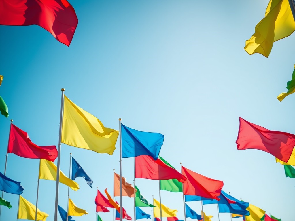 نقاشی پرچم‌های رنگی در باد