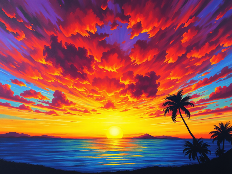 نحوه نقاشی غروب خورشید