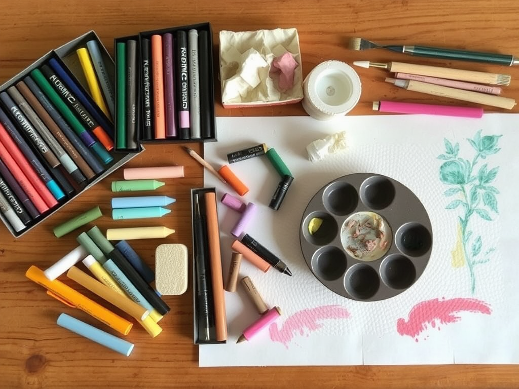 وسایل مورد نیاز نقاشی با پاستل گچی ساده