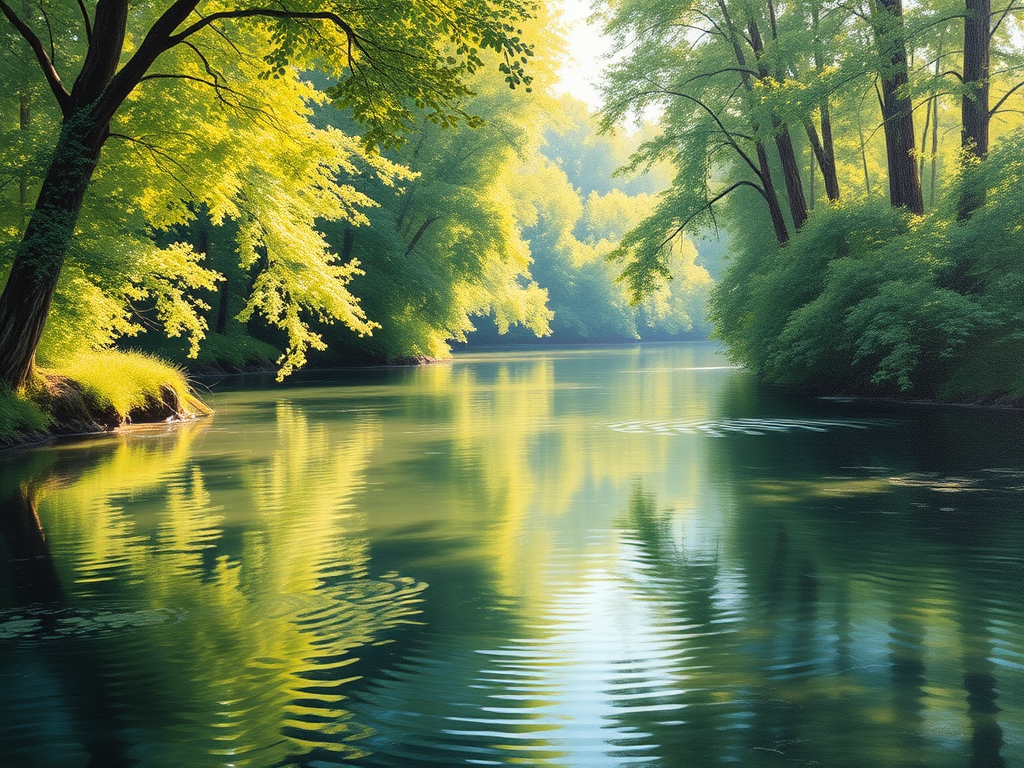 نقاشی از یک رودخانه آرام 