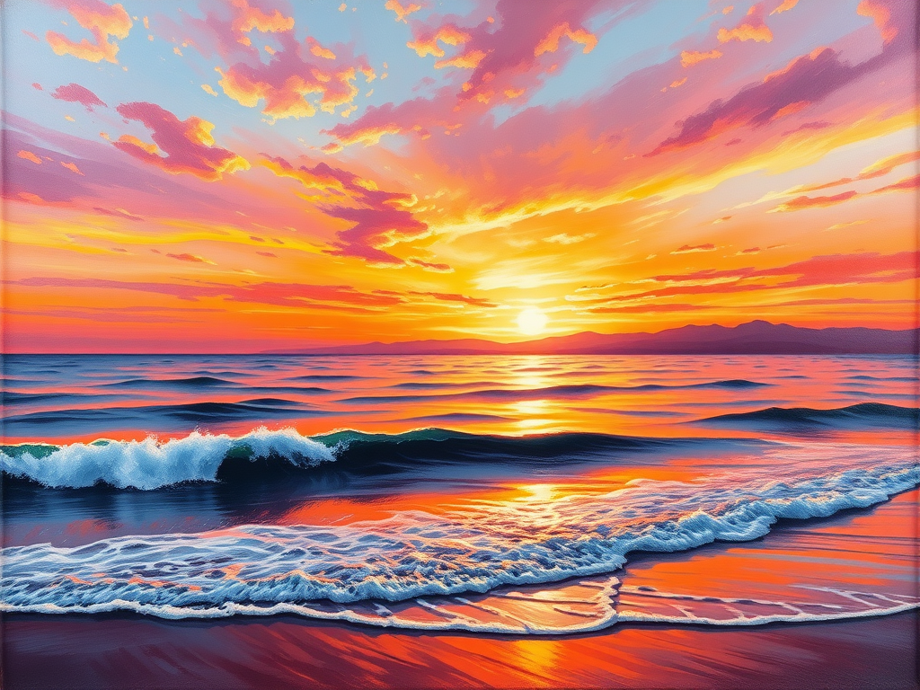 نقاشی غروب خورشیبد