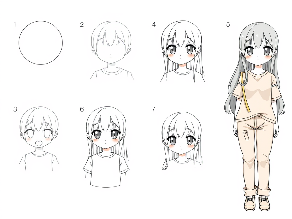 طراحی انیمه دختر مرحله به مرحله