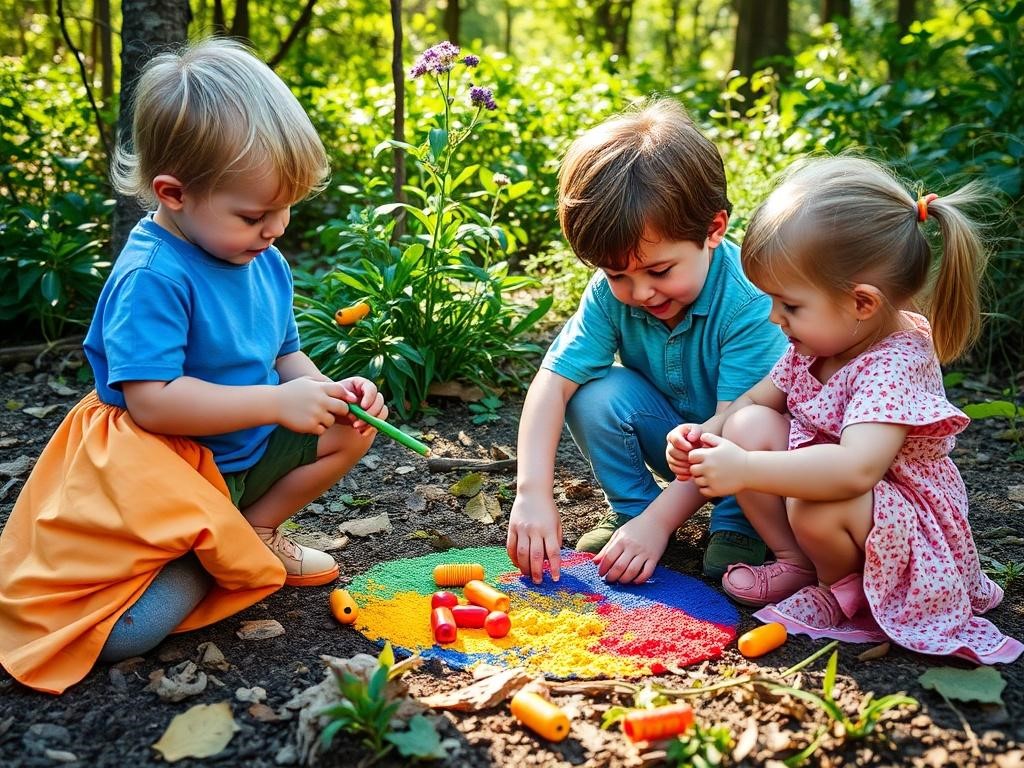 آموزش رنگ ها به کودکان در طبیعت