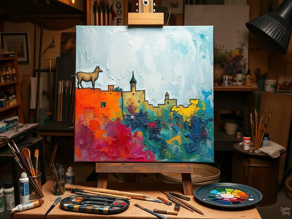 بوم در نقاشی رنگ روغن