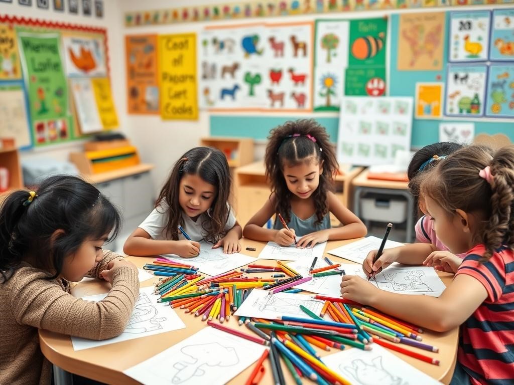 مرحله مقدماتی استفاده از مداد رنگی برای کودکان 