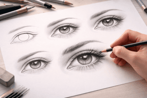 طراحی چشم واقعی با مداد
